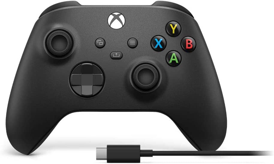 Manette Sans Fil Xbox Carbon Black + Cable Usb-C Pour Xbox Series X|S, Xbox One, Windows 10 Et Mobile